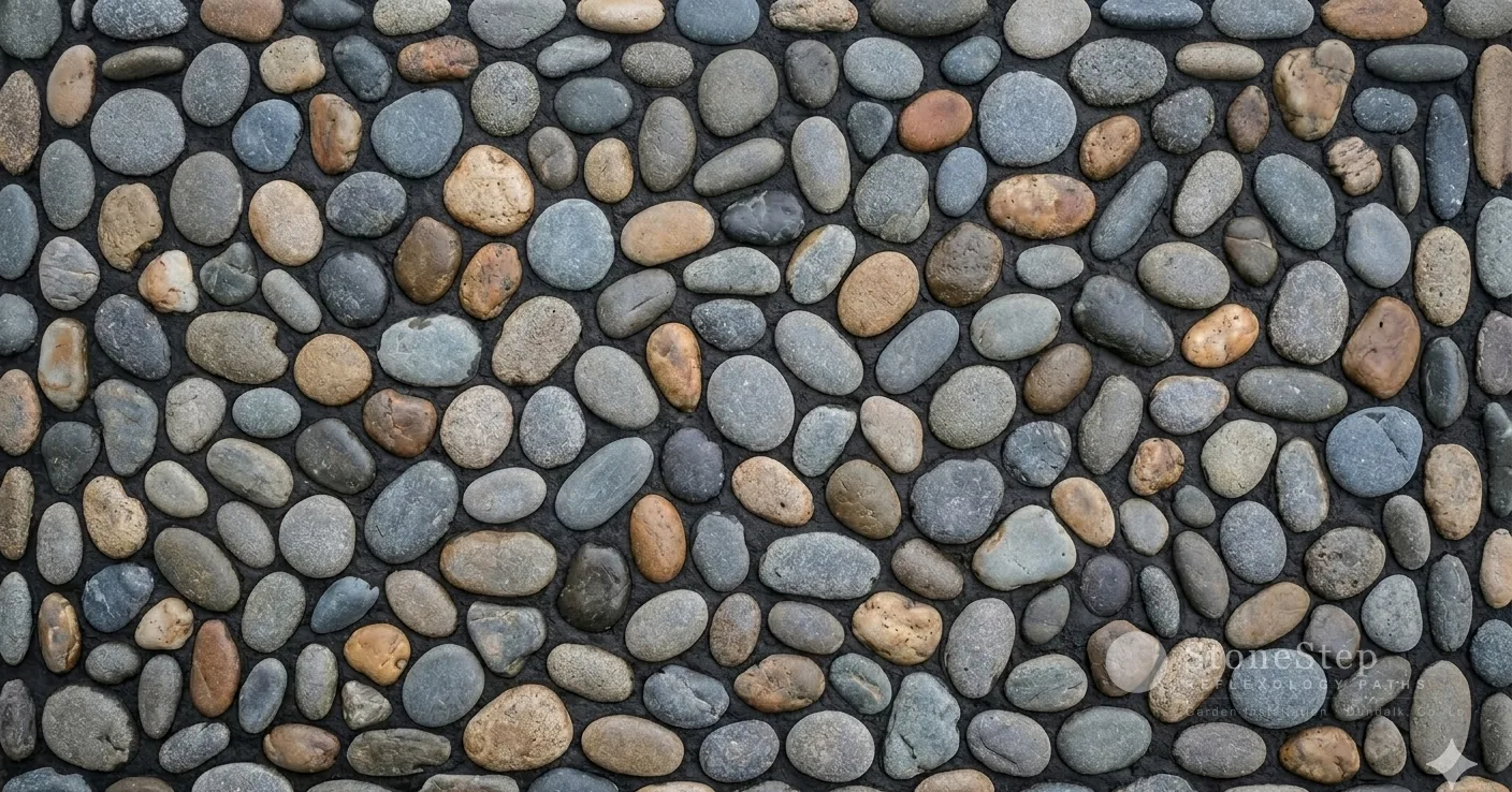 Reflexology stone path in a wellness retreat courtyard in Carlingford